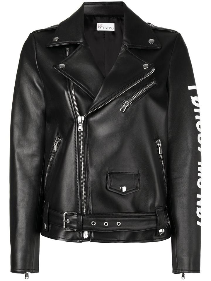 Red Valentino Logo Biker Jacket - Black