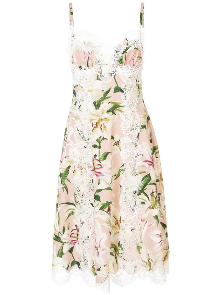 Dolce & Gabbana Lily Print Shift Midi Dress - Pink