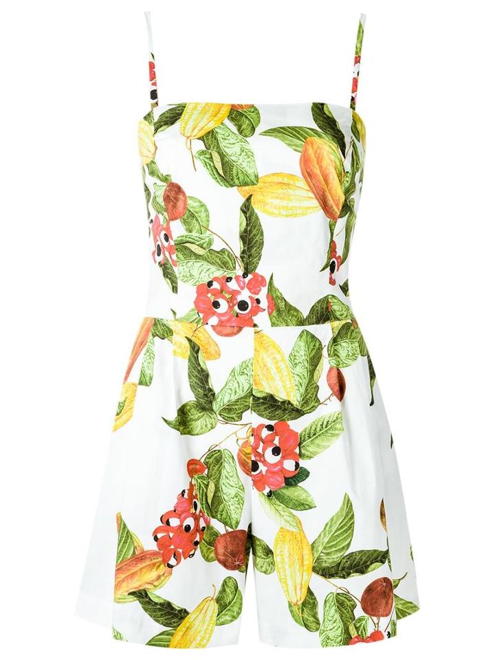 Isolda Floral Print Playsuit, Women's, Size: 36, Yellow/orange, Cotton/spandex/elastane