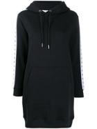 Calvin Klein Logo Strap Appliqués Hoodie Dress - Black