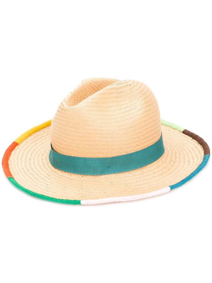 Paul Smith Contrast Trim Woven Hat - Brown