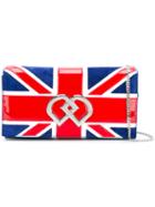 Dsquared2 Union Jack Clutch, Women's, Blue, Suede/patent Leather/metal (other)
