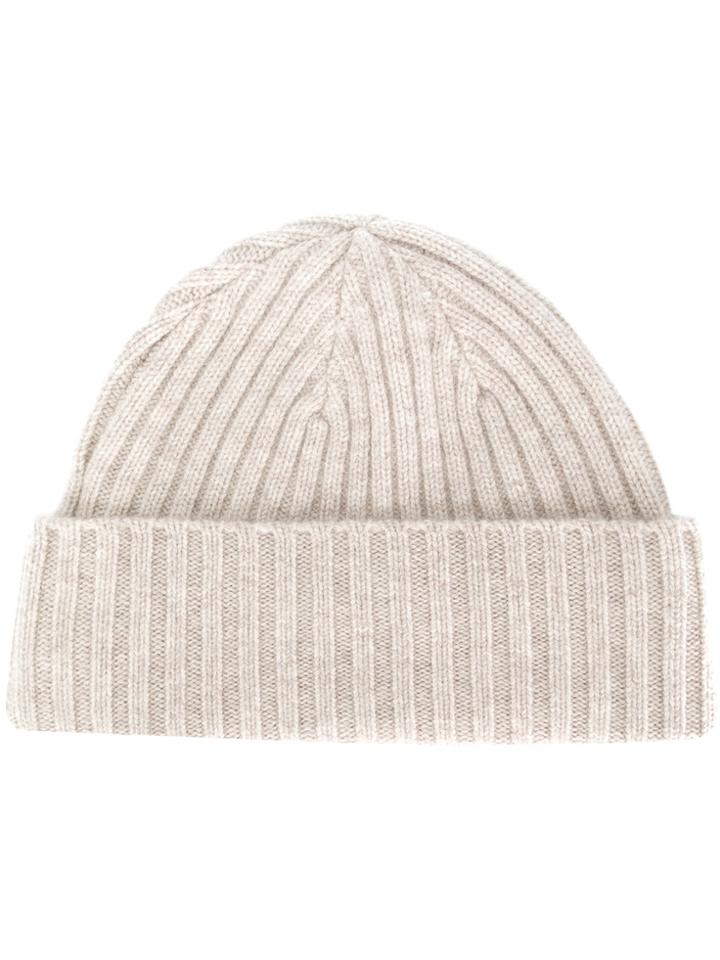 N.peal Chunky Ribbed Hat - Nude & Neutrals
