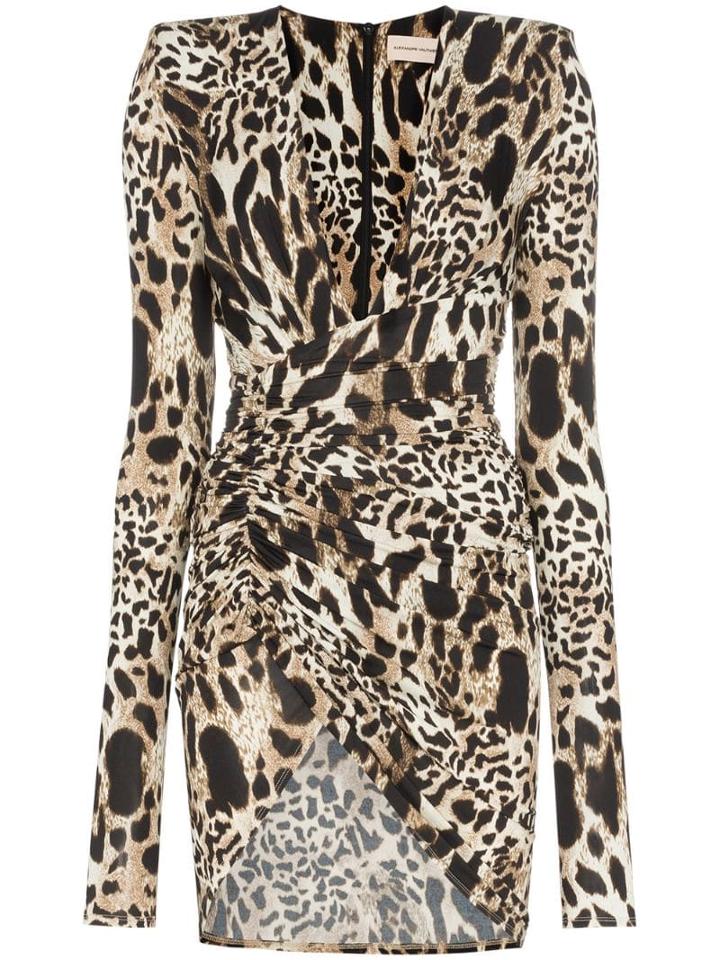 Alexandre Vauthier Animal Print Mini Dress - Brown