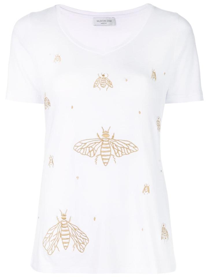 Valentina Shah Bee Embroidered T-shirt - White