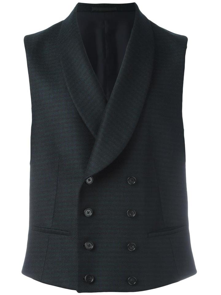 Z Zegna Double Breasted Waistcoat, Men's, Size: 54, Blue, Cupro/cashmere/wool