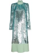 Tibi Sequin-embellished Midi Dress - Green