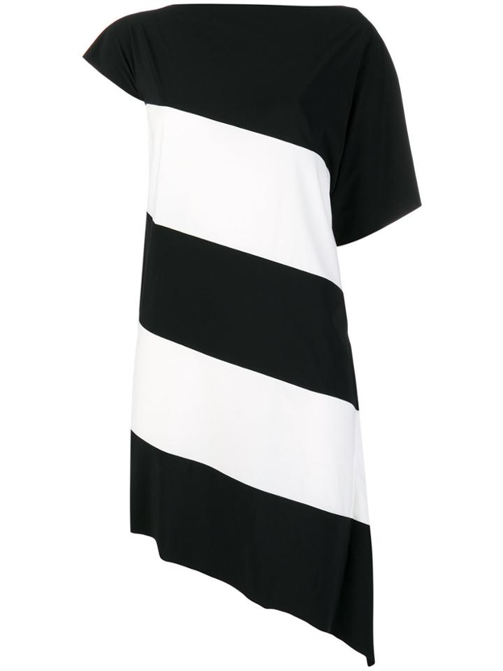 Chiara Boni La Petite Robe Asymmetric Striped Dress - Black