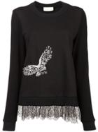 Nicole Miller Embellished Eagle Sweater - Black