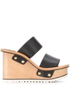 Chloé Strappy Wedge Sandals - Black