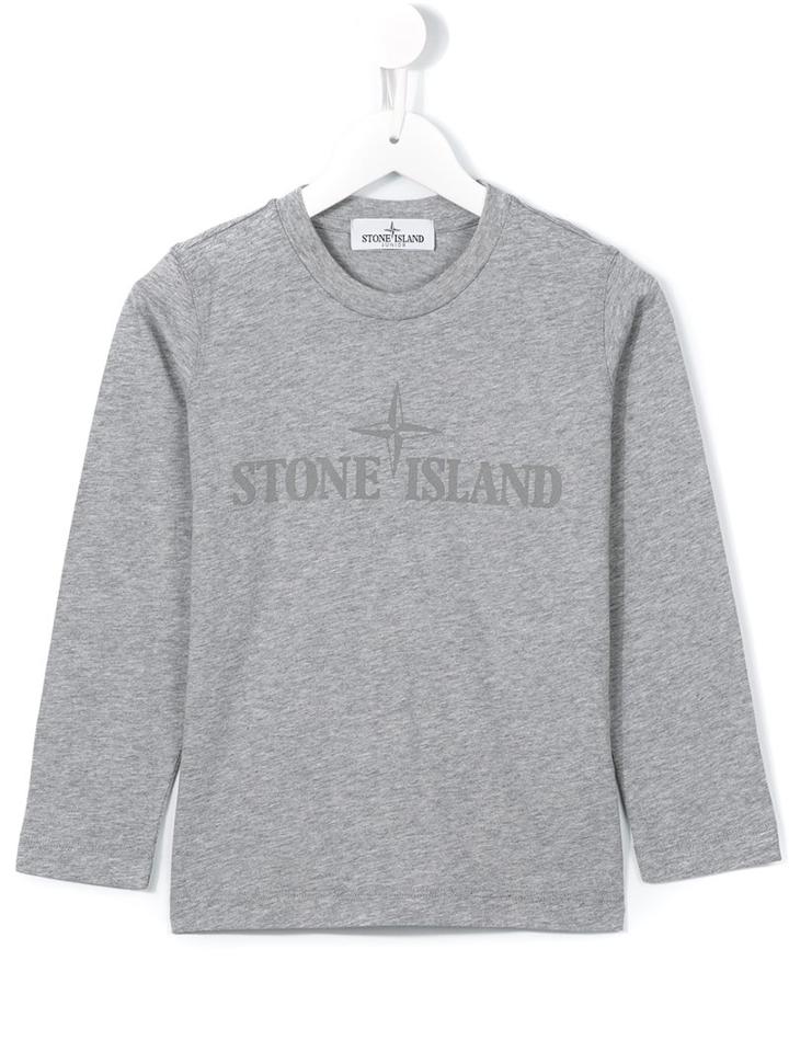 Stone Island Kids Logo Print Top, Toddler Boy's, Size: 5 Yrs, Grey