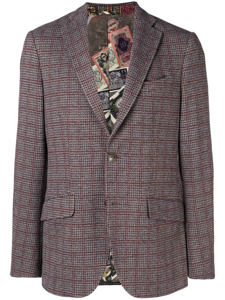 Etro Classic Checked Blazer - Brown