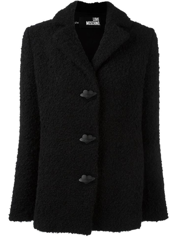 Love Moschino Bouclé Buttoned Jacket, Women's, Size: 42, Black, Acetate/cotton/wool/polyamide