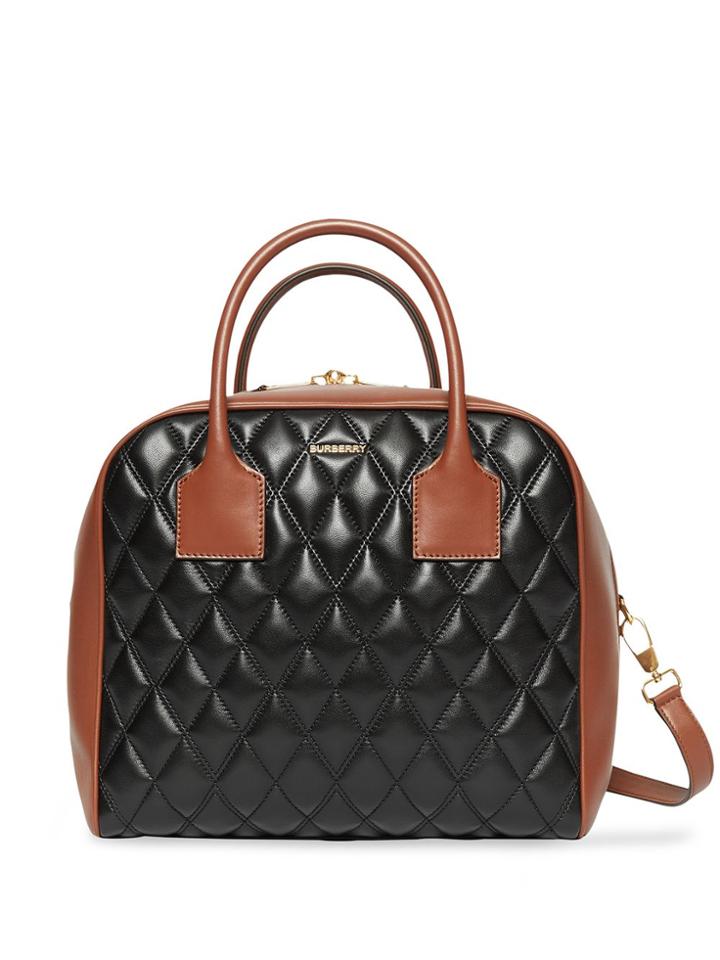 Burberry Medium Quilted Lambskin Cube Bag - Black