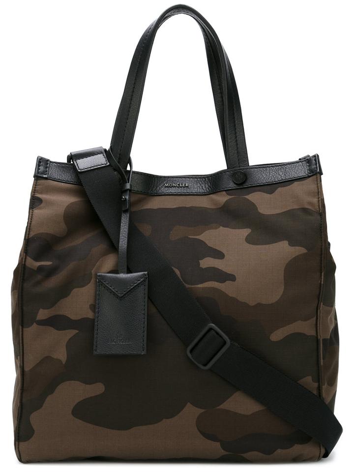 Moncler Mathias Tote, Women's, Green, Leather/nylon