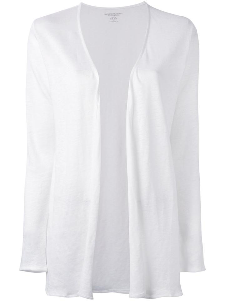 Majestic Filatures - Open-front Cardigan - Women - Linen/flax - I, White, Linen/flax
