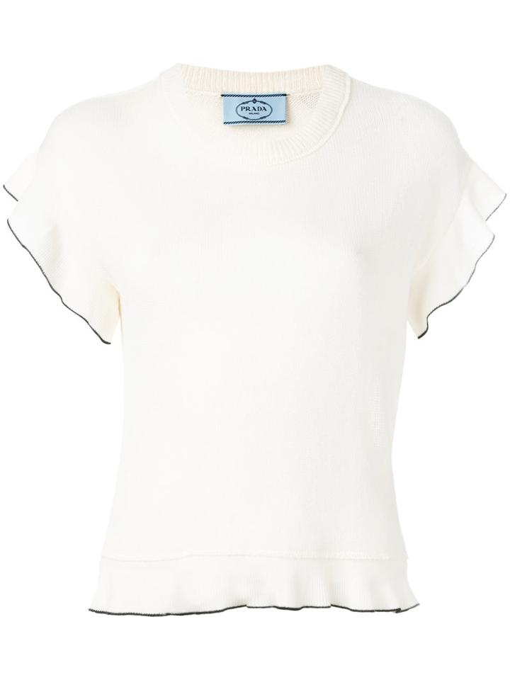 Prada Knitted Top, Women's, Size: 44, White, Silk/cotton/cashmere/virgin Wool