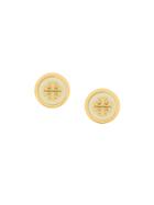 Tory Burch Round Logo Earrings - Metallic