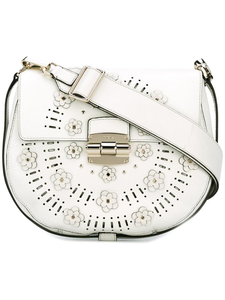 Furla Small Club Floral Saddle Bag - White