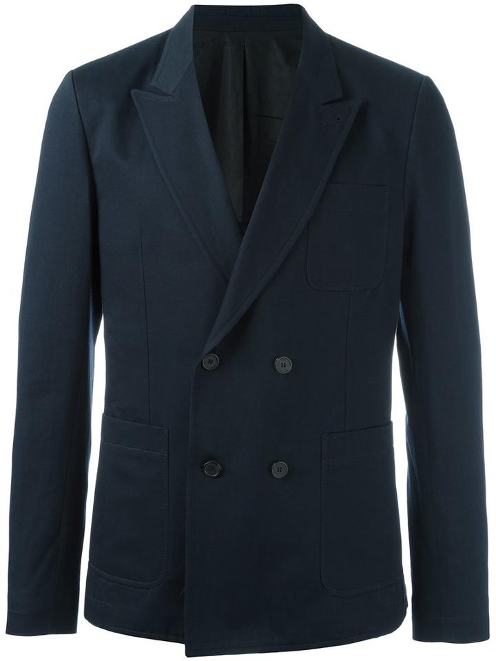 Ami Alexandre Mattiussi Double Breasted Jacket, Men's, Size: 50, Blue, Cotton/linen/flax
