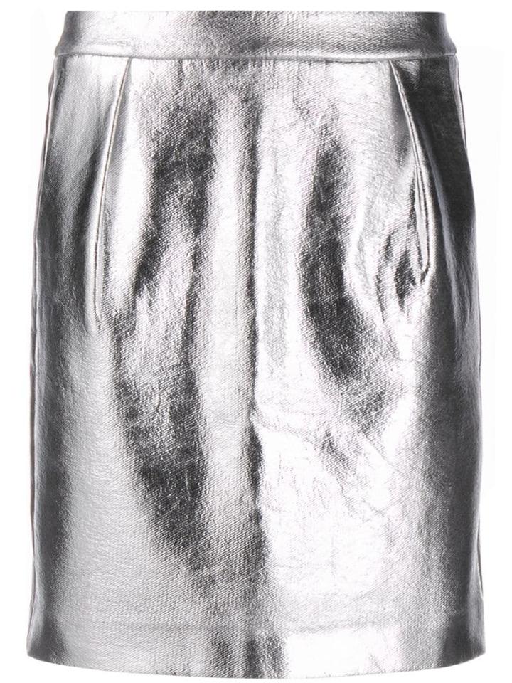 Karl Lagerfeld Metallic Mini Skirt - Silver