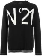 No21 Logo Intarsia Jumper, Men's, Size: 48, Black, Virgin Wool