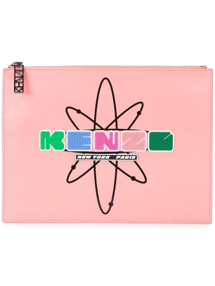 Kenzo Nasa Clutch, Women's, Pink/purple, Leather/nylon/cotton/pvc