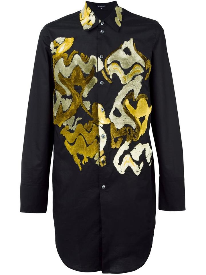 Ann Demeulemeester Embossed Print T-shirt, Men's, Size: Large, Black, Cotton