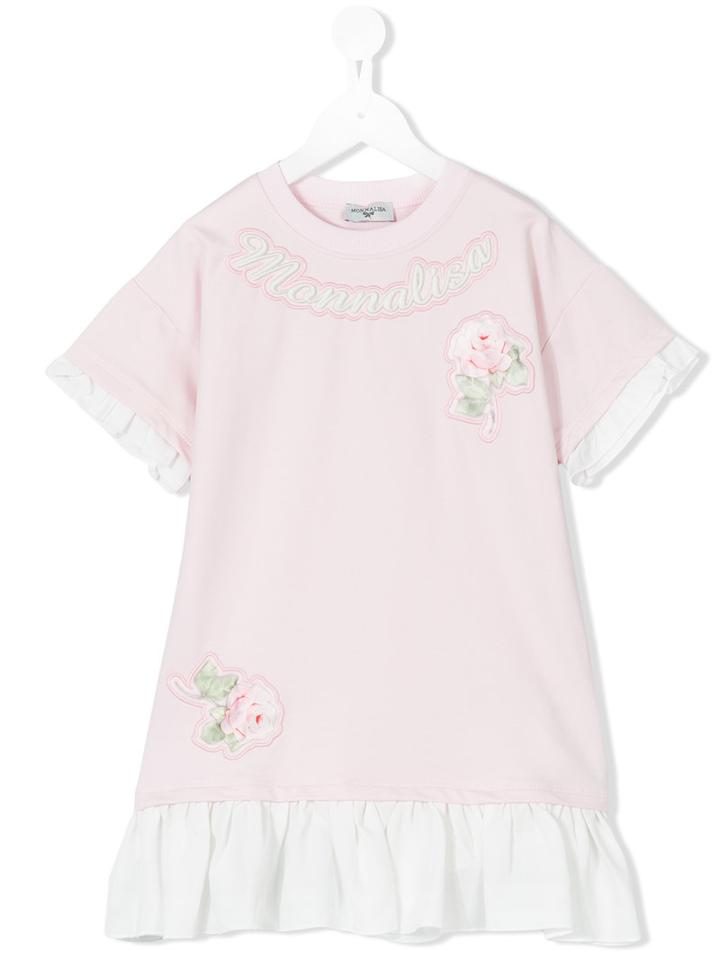 Monnalisa - Logo Print T-shirt Dress - Kids - Cotton/spandex/elastane/polyester - 5 Yrs, Pink/purple