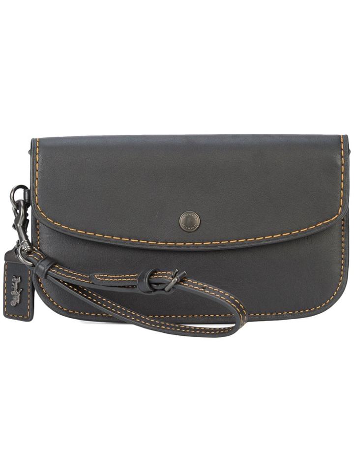 Coach Foldover Top Clutch - Black