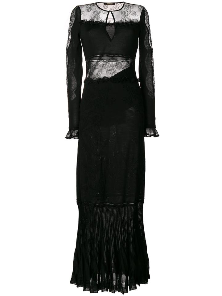 Roberto Cavalli Dress With Lace Insets - Black