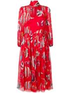 Dolce & Gabbana Fish Print Midi Dress - Red