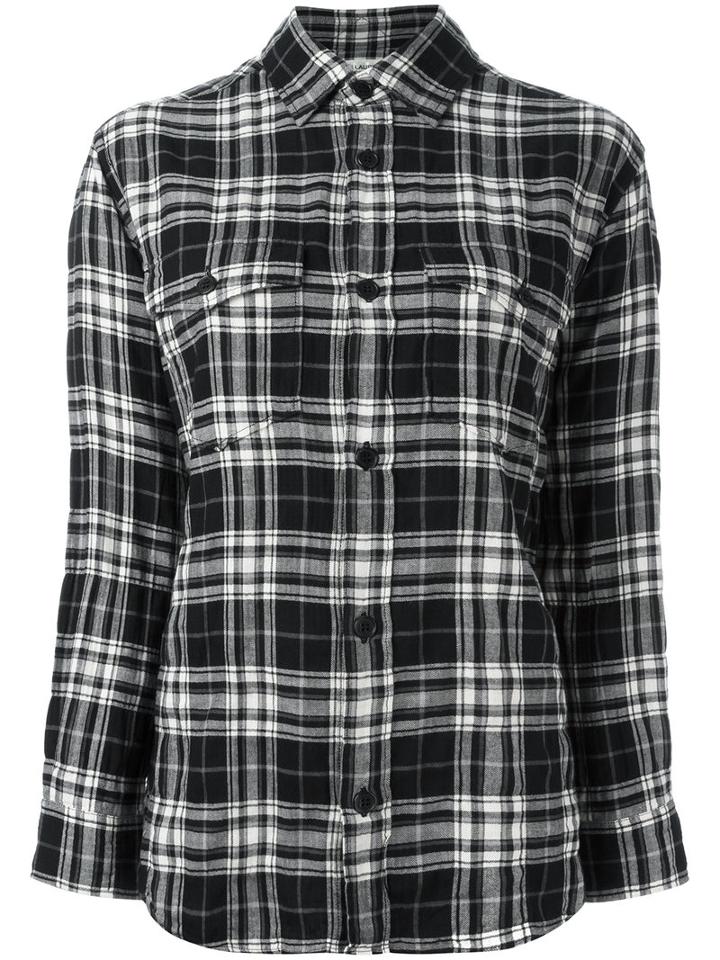 Saint Laurent Casual Checked Shirt, Women's, Size: Large, Black, Cotton/spandex/elastane