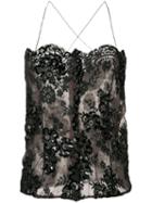 Yves Saint Laurent Pre-owned 1980's Embroidered Sheer Cami - Black