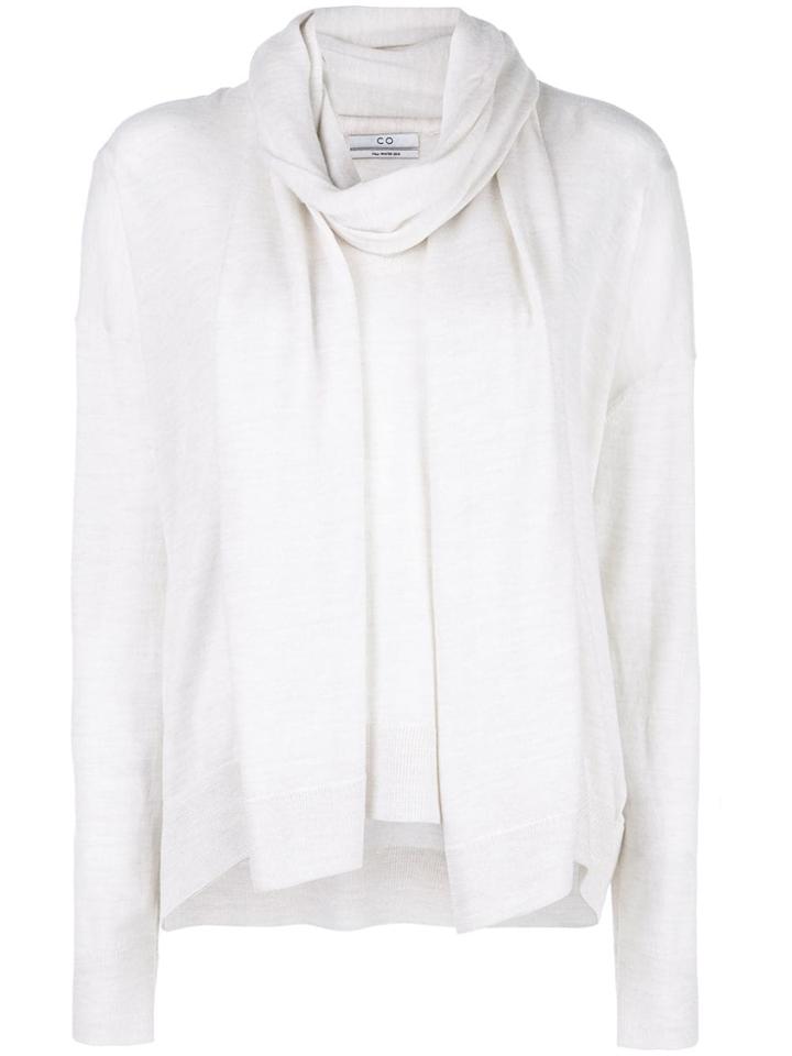 Co Scarf Detail Fine Knit Jumper - Neutrals