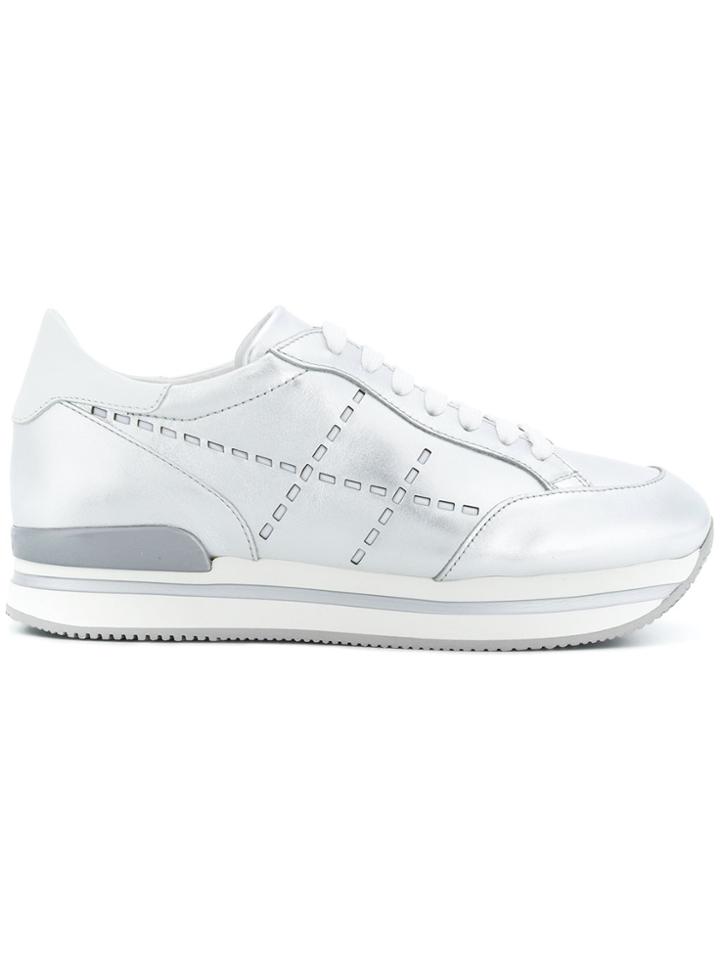 Hogan Perforated Details Sneakers - Metallic