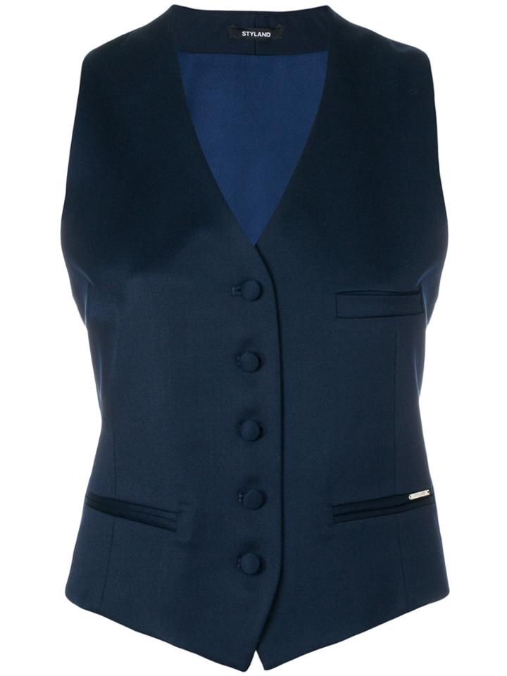 Styland Button Waistcoat - Blue