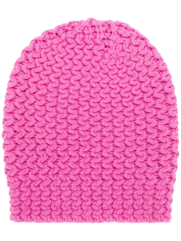 Danielapi Chunky Knit Beanie - Pink & Purple