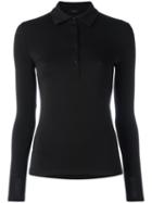 Joseph - Longsleeved Polo Shirt - Women - Cotton/spandex/elastane/lyocell - M, Women's, Black, Cotton/spandex/elastane/lyocell