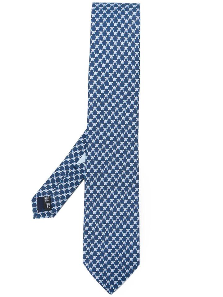 Salvatore Ferragamo Bull Print Neck Tie - Blue