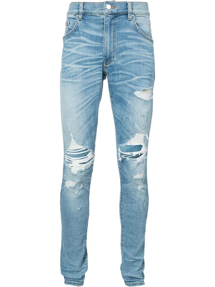 Amiri - Distressed Regular-fit Jeans - Men - Cotton/spandex/elastane - 32, Blue, Cotton/spandex/elastane