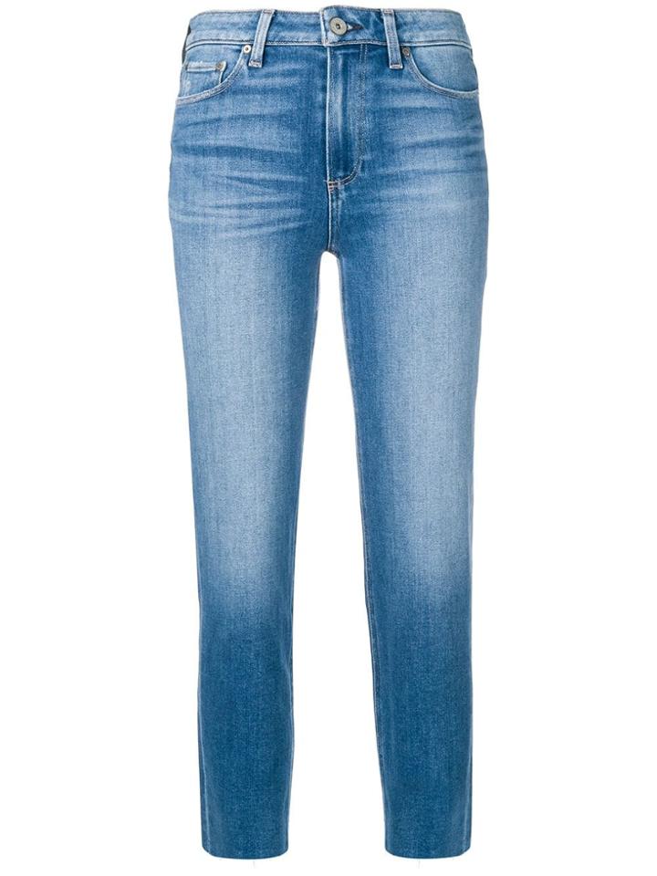 Paige Raw Hem Cropped Jeans - Blue