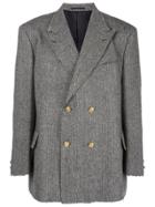 Opening Ceremony X J.press Double-breasted Tweed Blazer - Grey