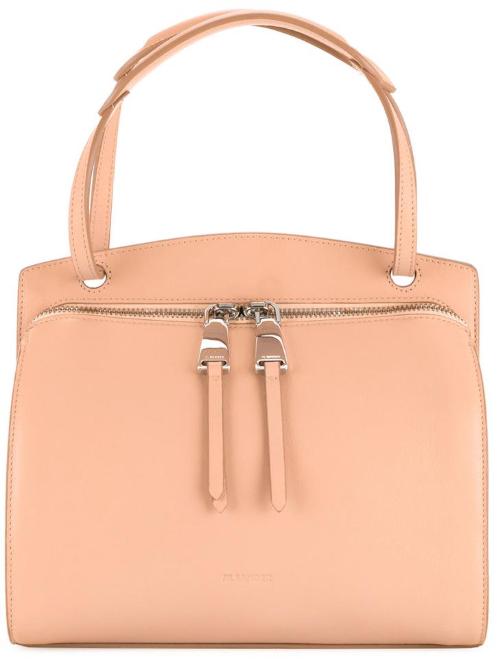 Jil Sander Front Zip Tote, Women's, Pink/purple, Calf Leather