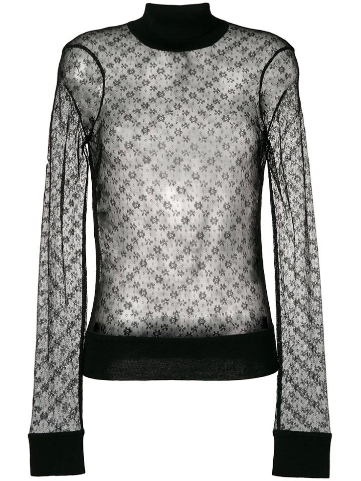 Joseph Long Sleeved Lace Top - Black