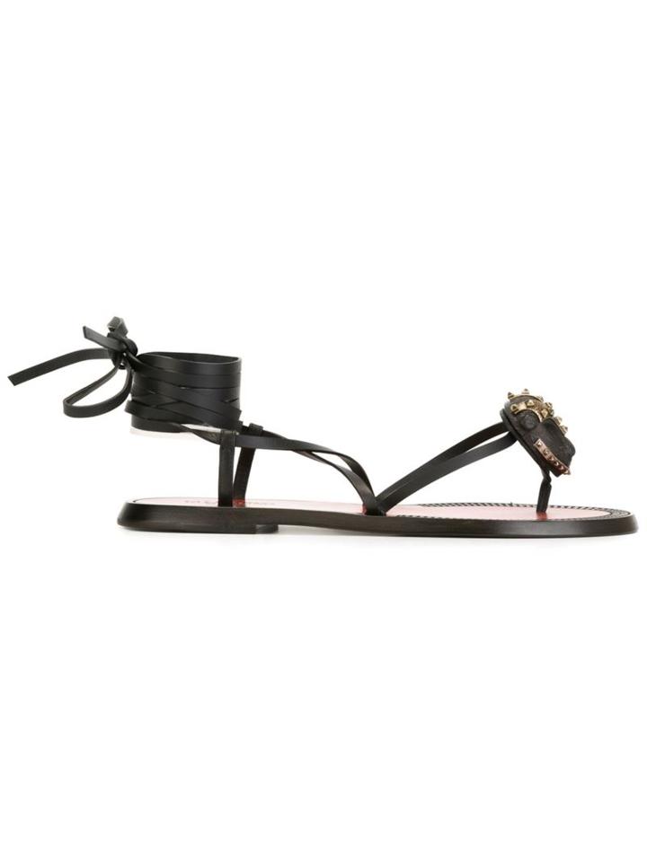 Valentino Gladiator Sandals With Wood Detail