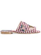 Laurence Dacade Embroidered Gingham Sandals