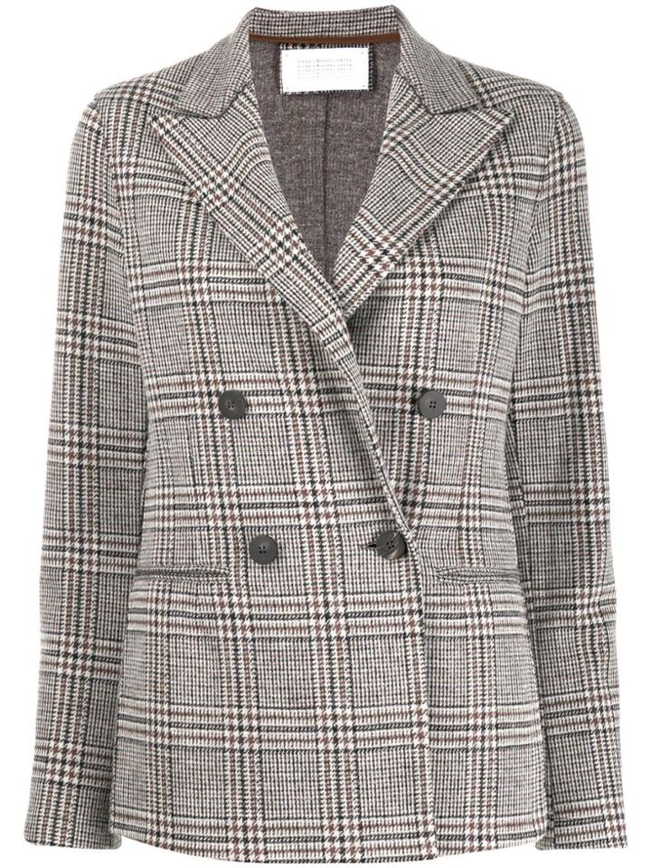 Harris Wharf London Checked Double-breasted Blazer - Grey