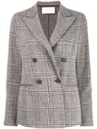 Harris Wharf London Checked Double-breasted Blazer - Grey
