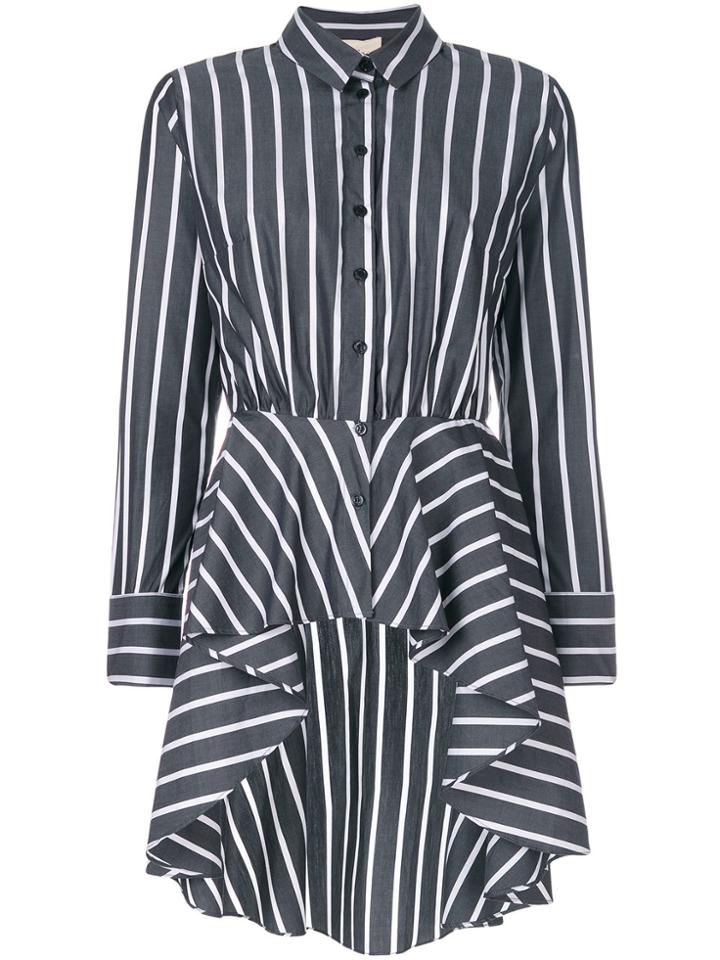 Elaidi Striped Asymmetric Hem Shirt - Black